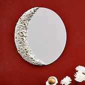 abordables Sculptures-1 pendentif décoratif en forme de cratère lunaire en résine avec un miroir de cratère lunaire au design créatif suspendu à la surface, adapté à la décoration murale dans les salons, les bureaux et les