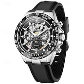 cheap Mechanical Watches-The New Olevs Silicone Men'S Business Watch With Luminous Calendar And Moon Phase Display A Multi-Functional Fully Automatic Mechanical Watch Is A Fashionable Casual Waterproof Sports Wristwatch