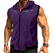 abordables sudaderas basicas hombre-Hombre Sudadera Sudadera con capucha y cremallera completa Negro Vino Rojo Azul Marino Morado Con Capucha Bloque de color Correa Bolsillo Deporte Diario Festivos Poliéster Ropa de calle Básico Casual