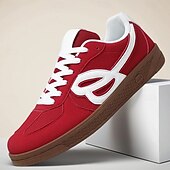 abordables Baskets-Homme Chaussures Décontractées Marche Occasionnel Daim Toile Confortable Antidérapant Respirant Mocassin Rouge Bleu Beige