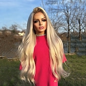 cheap Human Hair Lace Front Wigs-Remy Human Hair 5x5 Closure 13x4 Lace Front Wig Free Part Brazilian Hair Wavy Blonde Wig 130% 150% Density Ombre Hair Natural Hairline 100% Virgin Glueless Pre-Plucked For Women Long Human Hair Lace