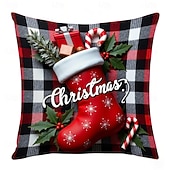 billiga Julbäddset-Julplyschkuddfodral i linne, modernt minimalistiskt dekorativt örngott för hemmet, soffan, kontoret eller bilens semesteratmosfär