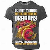 Недорогие Мужские забавные футболки-Мужская графическая футболка с изображением дракона смешная «Не лезь в дела драконов» - интересная цитата с кетчупом короткий рукав