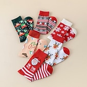 abordables Estilos de Navidad para hombres-Hombre 6 pares Paquetes múltiples Calcetín Calcetines para correr Calcetines informales Calcetines de Navidad Multi Color Color Papá Noel Cada Árbol de Navidad Navidad Vacaciones Deporte Básico Medio