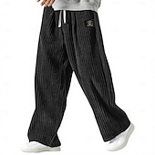 baratos Perna Reta-Homens Calças Esportivas Calças Calças de Veludo Calças largas Calça de moletom de perna reta Com Cordão Cintura elástica Côr Sólida Conforto Comprimento total Ao ar livre Casual Diário Moda Estilo