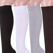 cheap Socks-Women's Knee High Socks Stockings Outdoor Daily Holiday Solid Color Polyester Basic Classic Casual Elastic Warm 6 Pairs