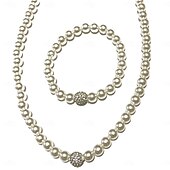 preiswerte Halskette für Damen-klassisches Perlenschmuckset – elegante weiße Imitationsperlenkette, Armband &amp; Ohrstecker für Damen