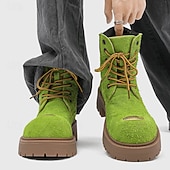 economico Stivali da lavoro-Per uomo Stivali Stivali da Lavoro Camminata Vintage Quotidiano PU Aumento Altezza Confortevole Stivali a Metà Polpaccio Allacciatura Tessuto almond Marrone scuro Nero Autunno Inverno