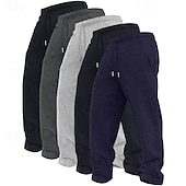 preiswerte Gerade Bein-5 Stück Herren-Jogginghose mit geradem Bein, Fleece-Hose, Freizeithose, Kordelzug, elastischer Bund, Mehrfachpackung, einfarbig, bequem, volle Länge, Outdoor, Reisen, Alltag, Urlaub, Mode