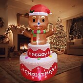 クリスマスジンジャーブレッドマン、メリークリスマスケーキ、LED照明付きインフレータブルエアモデル、屋内および屋外のリビングルーム、中庭、芝生パーティー、お祭りの雰囲気の装飾ライトオーナメント1.5メートル/ 5フィート お買い得  屋外のクリスマスライト-クリスマスジンジャーブレッドマン、メリークリスマスケーキ、LED照明付きインフレータブルエアモデル、屋内および屋外のリビングルーム、中庭、芝生パーティー、お祭りの雰囲気の装飾ライトオーナメント1.5メートル/ 5フィート