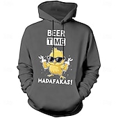 economico felpe 3d da uomo-Felpa con cappuccio grafica per uomo - Beer Time Madafakas divertente stampa di gallina felpa con maniche lunghe