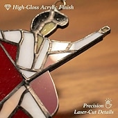 cheap Outdoor Wall Hangings-Dancing King Pattern, Handmade Stained Spinner Kinetic Acrylic Hanging Decor, DIY Sunlight Catcher Memphis Melody Spinner for Garden Yard, Porch, Window Decoration