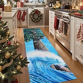 Недорогие Беговые коврики-Коврик-пробежка Орел и волна океана для коридора и кухни мягкий нескользящий машинная стирка искусственный кашемир природный коврик с величественным деревом и морским дизайном пробежка Красного