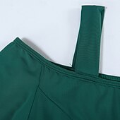 cheap Standard  Ballroom-Elegant Green Ballroom Dance Dress with Long Sleeves and Off-Shoulder Design for Latin &amp; Social Dancing