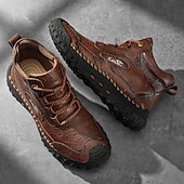 economico Stivaletti alla caviglia-scarponi da trekking bianchi da uomo fatti a mano: design in similpelle resistente e confortevole, perfetti per le avventure all'aria aperta e per l'uso quotidiano