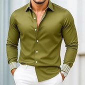 economico Camicie in raso da uomo-Per uomo Camicia Camicia in raso Camicia elegante Camicia casual Camicia con Bottoni Camicia da Ballo Semplice Formale Matrimonio Nero Vino Blu marino Blu reale Manica Lunga Bavero Tutte le stagioni