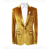 abordables Blazers Classiques pour Hommes-Hommes Manteau d&#039;Hiver Blazers en velours Formel Tenue de soirée Événement / Fête Classique Automne &amp; Hiver Velours Couleur Unie Droit 1 bouton veste Rouge 1 Jaune Bleu Roi Vert foncé