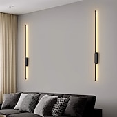 tanie Kinkiety wewnętrzne-Długa lampa ścienna 23,6 cala - 47,2 cala, czarno-złota, metalowa lampa ścienna do wnętrz, salon, tło, sypialnia, lampka nocna, AC2200V, AC110V