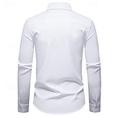 preiswerte Businesshemden für Herren-Herren Hemd Kleidhemd Knopfhemd Einfach Hochzeit Party Schwarz Weiß Wein Marineblau Langarm Revers Frühling Herbst Bekleidung Patchwork