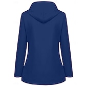 preiswerte Freizeitjacken-Damen Kapuzenjacke Wasserdicht Bequem Tasche Knöpfe Lässig Einfach Urlaub Straße Lässig Alltagskleidung Einreihig Regulär Mit Kapuze Normale Passform Langarm Oberbekleidung Gelb Rote Marineblau