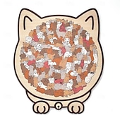 Недорогие Товары для дома-Деревянный пазл в форме кошки из 135 деталей, состоящий из пазлов, макарон, дерева и цветов Моранди, для взрослых, милый деревянный пазл с контуром кошки, креативный подарок-пазл, украшение для