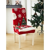 cheap Dining Chair Cover-1/2/4PC/6PC Christmas Milk Silk Printed Chair Cover – Decorative, Anti-Slip &amp; Dustproof Slipcover, Soft Stretch Fabric for All Seasons