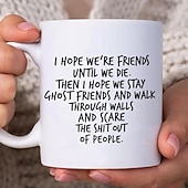 levne Šálky a hrnečky-Vtipný dárkový hrnek, hrnek s motivem "Doufám, že zůstaneme duchové", strašidelné přátelství, šálek kávy pro nejlepší přátele, roztomilý vánoční dárek, strašidelné navždy, dárek pro přátele