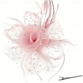 billige Fascinatorer-fascinators Tyll Fedora Bryllup Te Fest Hesteløp cocktail Elegant Årgang Enkel Med Fjær Hodeplagg Hodeplagg