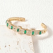 abordables Bracelets-Bracelet Classique Zircon Forme de Lettres Élégant ancien Tendance Bracelet Bijoux Argent Doré Carré pour Mariage Soirée Fiançailles Bal de promo