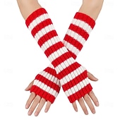 cheap Gloves-Women's 1 Pair Half Finger / Knitted Gloves Streetwear / Outdoor Gloves - Striped Print