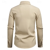 preiswerte Herrenhemd zum Knöpfen-Herren Hemd Sommerhemd Freizeithemd Strandhemd Knopfhemd Schwarz Weiß Kaki Langarm Einfach Revers Urlaub Hawaiianisch Tasche Bekleidung Mode Lässig Bequem