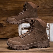 abordables Bottes de randonnée-Bottes de randonnée d&#039;extérieur beiges pour hommes avec semelle en caoutchouc antidérapante et construction respirante, bottes tactiques légères pour la randonnée, le camping et le port quotidien