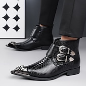 halpa Miesten joulukengät-Punaiset keinonahkaiset krokotiilikuvioiset miesten kengät, joissa kaksoissolki – ylelliset juhlakengät joulujuhliin ja tyylikkäisiin iltatilaisuuksiin