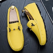 ieftine Loafers casual-Bărbați Mocasini &amp; Balerini Retro Mărime Plus Size Plimbare Casual Zilnic PU piele Comfortabil Cizme înalte Loafer Galben Roz Mov Deschis