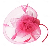 cheap Fascinators-Fascinators Tulle Fedora Hat Wedding Tea Party Horse Race Cocktail Elegant Vintage With Feather Tulle Headpiece Headwear