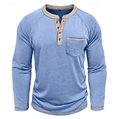 economico Magliette casual da uomo-Per uomo Maglietta Maglia Henley Camicia a Maniche Lunghe Manica Lunga Henley Primavera Autunno Blocco di colori Moda Designer Essenziale Tasche Vacanza Streetwear Uscire Rosso scuro Nero Blu marino
