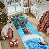 Недорогие Беговые коврики-Коврик-пробежка Орел и волна океана для коридора и кухни мягкий нескользящий машинная стирка искусственный кашемир природный коврик с величественным деревом и морским дизайном пробежка Красного