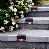 olcso Pathway Lights &amp; Lanterns-napelemes teraszvilágítás kültéri, napelemes oldalsó lámpák, vízálló LED-es lámpa kültéri teraszokhoz, korláthoz, lépcsőkhöz, lépcsőfokokhoz, kerítéshez, udvarhoz és teraszhoz, karácsonyi dekorációs