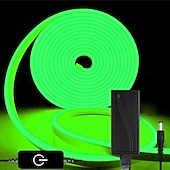 billige Plug Strip Lights-LED neonslyngelys 32,8 fot varm hvit dimbar LED-stripelys DIY fleksibel silikon vanntett neonslyngelys for soverom stue kjøkken innendørs utendørs DC24V (strømadapter inkludert)