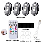 ieftine Lumini decorative-Lumini stroboscopice wireless cu telecomandă pentru motocicletă și mașină, LED-uri, 8 culori, anti-coliziune, încărcare USB, impermeabile, lumini de avertizare de urgență interioare pentru camion,