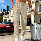 levne Klasický-Pánské Bavlněné plátěné kalhoty Kalhoty Plážové kalhoty Šňůrky Kapsy Elastický pas Bez vzoru Pohodlné Prodyšné Denní Plážové Dovolená Havajské Cikánský Armádní zelená Khaki