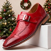 preiswerte Mönchsschuhe-Herren Monkschuhe Weihnachtsschuhe Retro Übergrössen Spaziergang Lässig Täglich PU Leder Bequem Kniehohe Stiefel Schnalle Schwarz Burgund