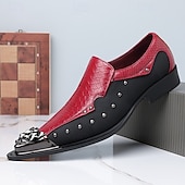 baratos Mocassins-Homens Clássico Casual Diário Pele PU Confortável Respirável Sem Atacadores Preto Branco Vermelho Verão Primavera Outono