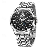 ieftine Ceasuri Mecanice-Noul ceas business Olevs pentru bărbați are un calendar perpetuu luminos, faze lunare și calendar. Este un ceas mecanic automat pentru bărbați, la modă, casual și multifuncțional.