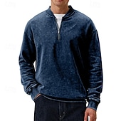 economico Felpe di base-Per uomo Maglia Felpa con zip corta Nero Rosso Blu marino Verde scuro Viola Mezza zip Semplice Zip a un quarto Sport &amp; Outdoor Quotidiano Ferie Poliestere Streetwear Essenziale Casual Primavera