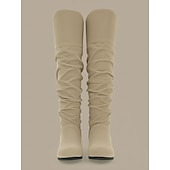 levne Slouch Boots-dámské ploché boty ke kolenům, boty z umělého semiše ve více barvách na podzimní a zimní nošení