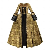 preiswerte Kleider-Rokoko Viktorianisch Renaissance Bodenlang Kleid Partykostüm Maskerade Übergröße Normal Puffärmel / Ballon Trompetenärmel Prinzessin Spitze Tüll Vintage Ballkleid Quadrathals Kostüm Damen königlich