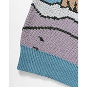 billige genser for menn-Herre Pullover genser Strikket genser Riflet Strikke Vanlige topper Strikket Dinosaur Crew-hals Mote Grunnleggende Feriereise Dagligdagstøy Klær Høst Vinter Lyseblå S M L