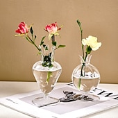 cheap Statues-Cute Flower Bud-shaped Hydroponic Vase A Transparent Glass Flower Arrangement Table Decoration Piece Suitable for Home and Store Table Art Flower Arrangements and Decorative Vases