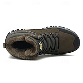 voordelige Winter- en sneeuwlaarzen-beige en zwarte waterdichte wandelschoenen voor heren met antislipzool en warme voering, outdoor trekkingschoenen voor winterkamperen en bergavonturen